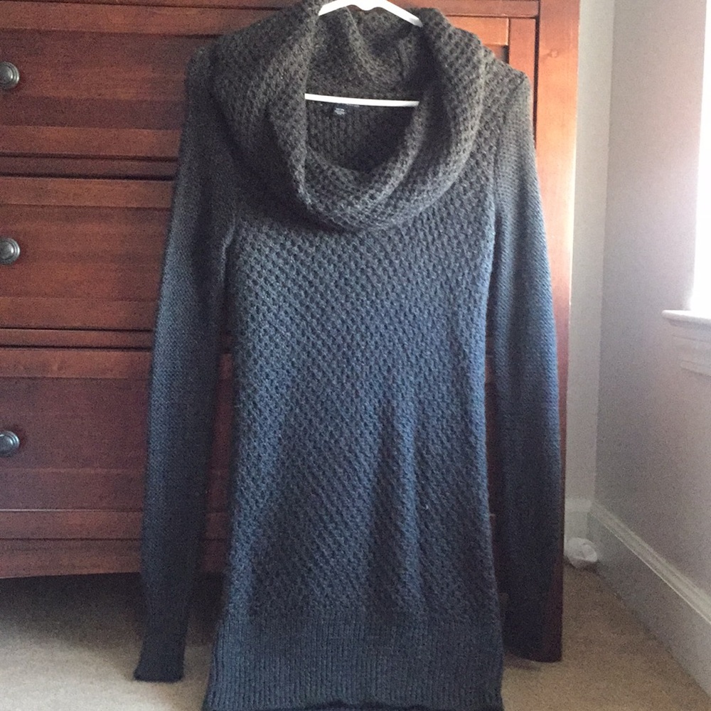 Cowl neck sweater dress